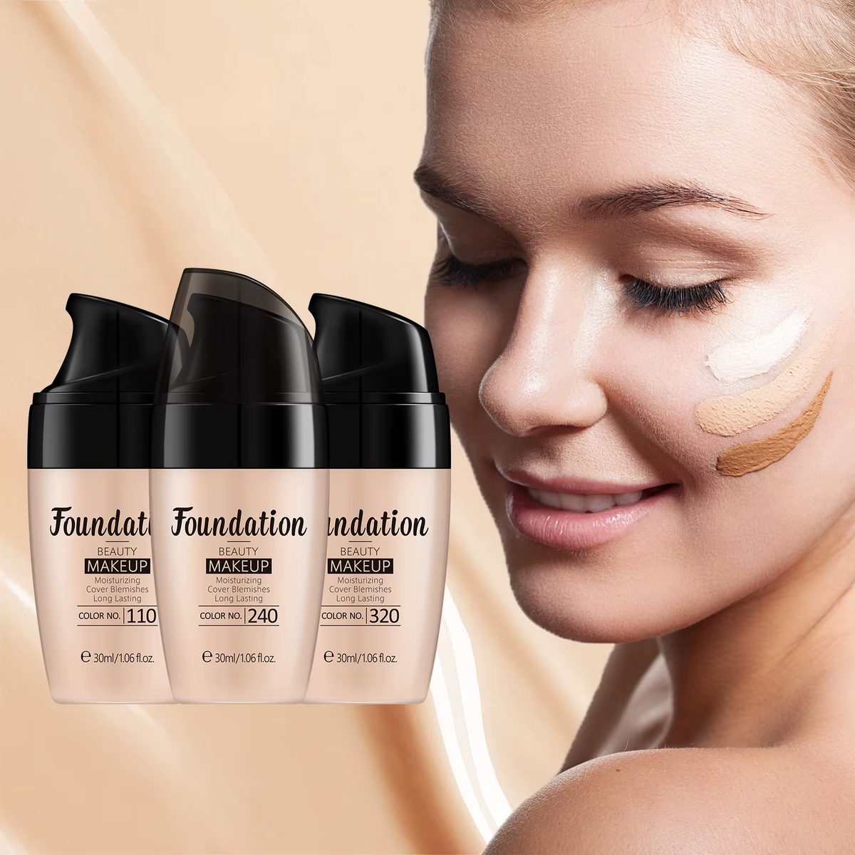 Liquid Foundation Multiple Shades Hydrating Natural Finish Creamy Full Coverage Makeup Base Long Lasting Wear 30Ml