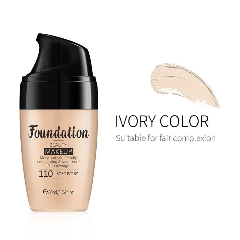 Liquid Foundation Multiple Shades Hydrating Natural Finish Creamy Full Coverage Makeup Base Long Lasting Wear 30Ml