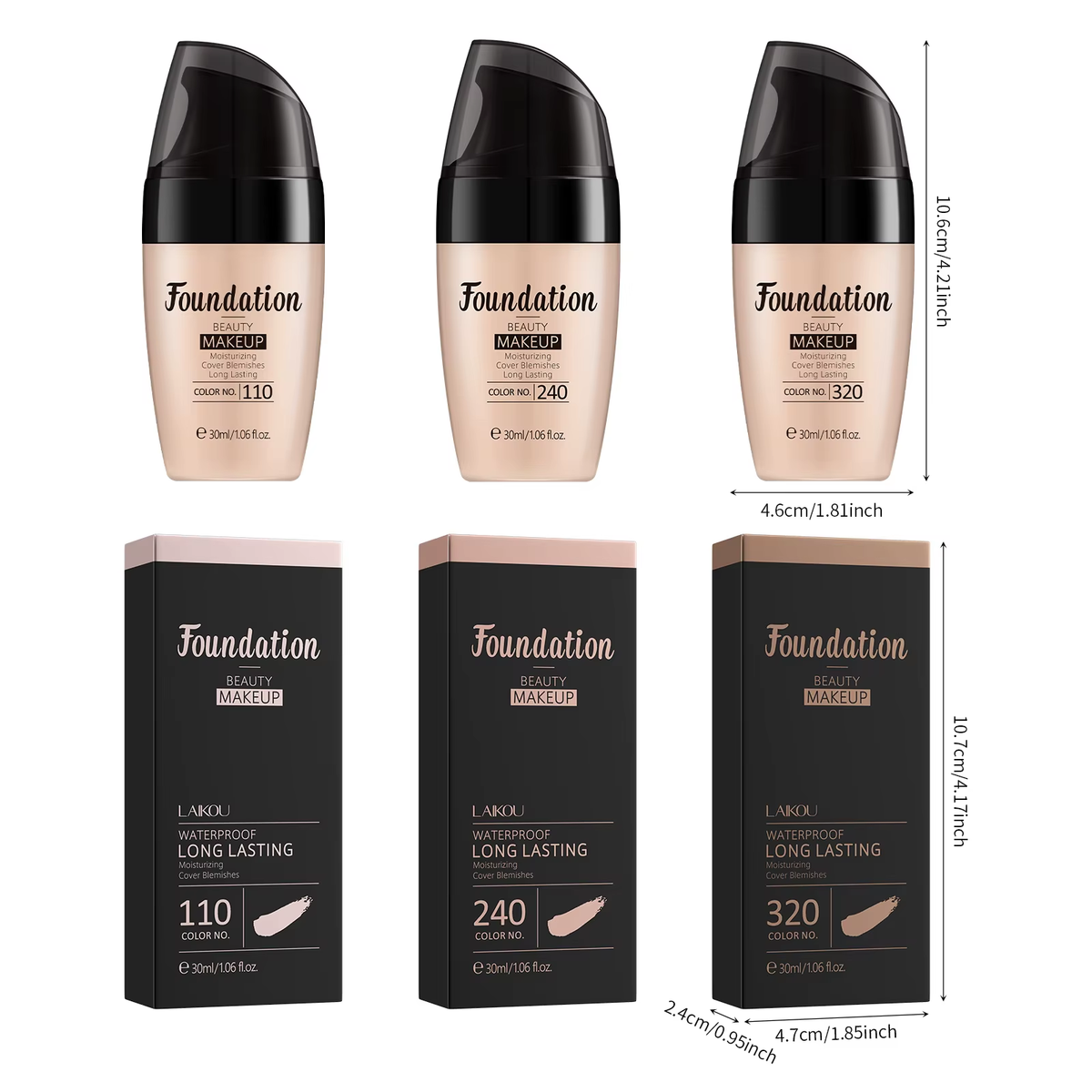 Liquid Foundation Multiple Shades Hydrating Natural Finish Creamy Full Coverage Makeup Base Long Lasting Wear 30Ml