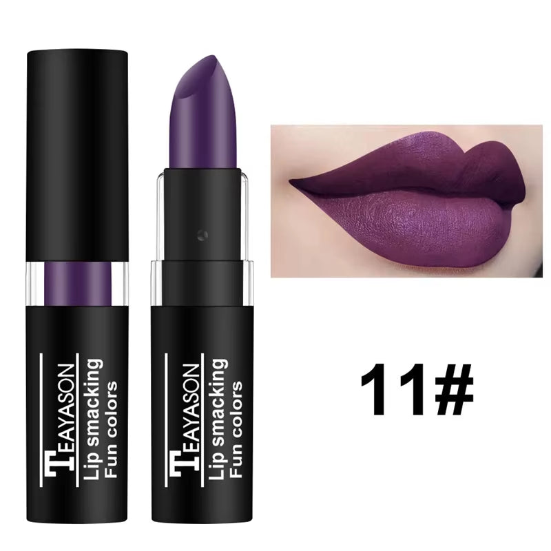 Matte Lipstick Long Lasting Waterproof Black White Lip Gloss Velvet Lip Tint Christmas Halloween Make up Wholesale
