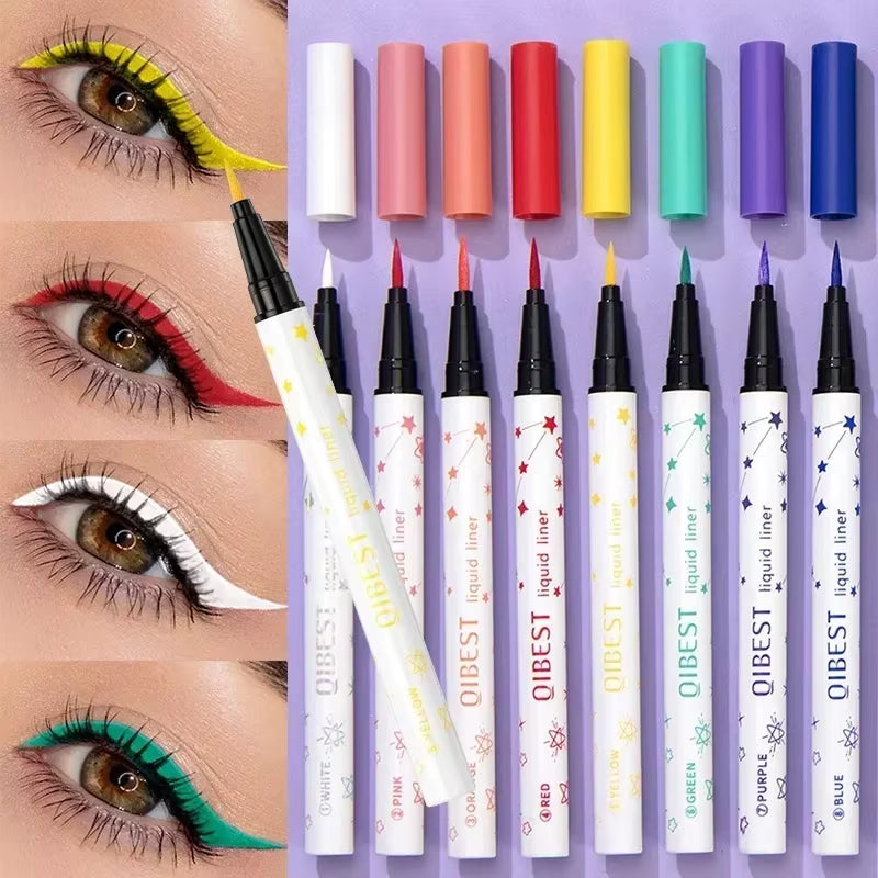 1Pc Quickily Drying Colorful Eyeliners Pencil Eyes Cosmetics Matte Liquid Eyeliners Waterproof Lasting White Sweatproof Make Up
