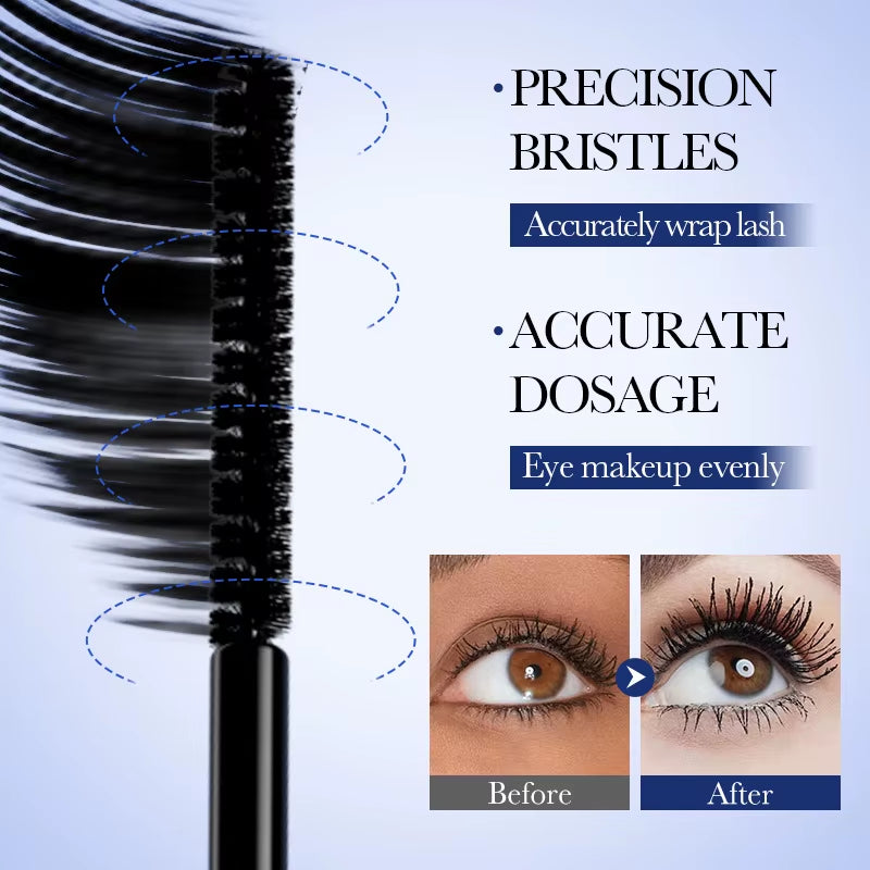 5D Waterproof Mascara Lengthening Eyelashes Women'S Make-Up Waterproof Mascara Black Silk Fibre Mascara Korean Cosmetics New